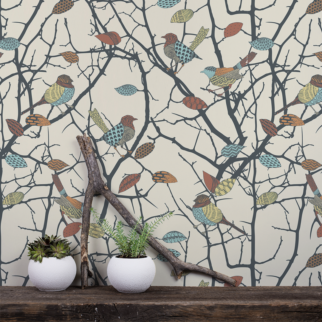 Birdz - Finch - The Detroit Wallpaper Co.