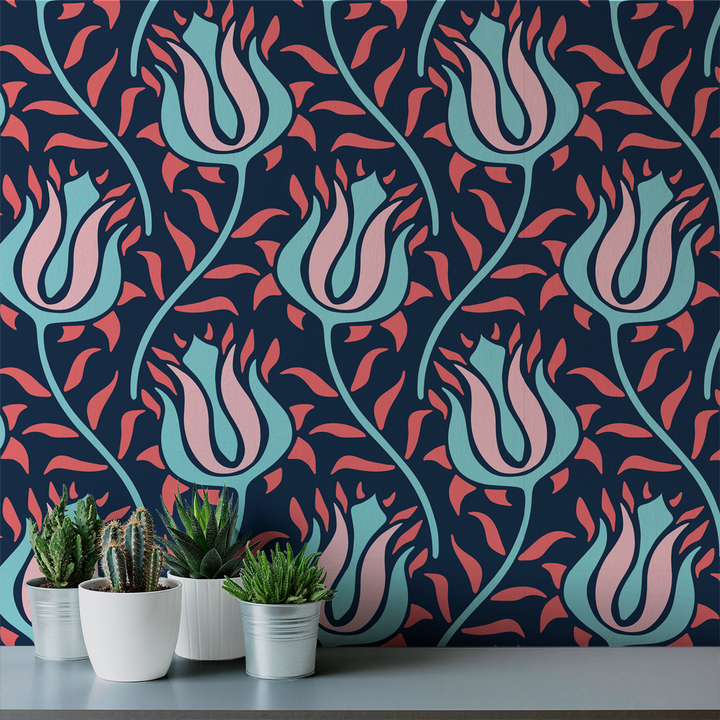 Budding - Dahlia - Trendy Custom Wallpaper | Contemporary Wallpaper Designs | The Detroit Wallpaper Co.