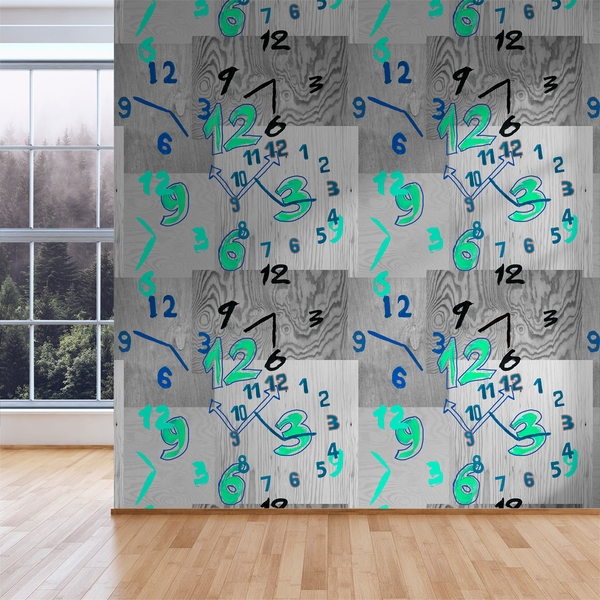 Clocks - Future <br> Heidelberg Project - Trendy Custom Wallpaper | Contemporary Wallpaper Designs | The Detroit Wallpaper Co.