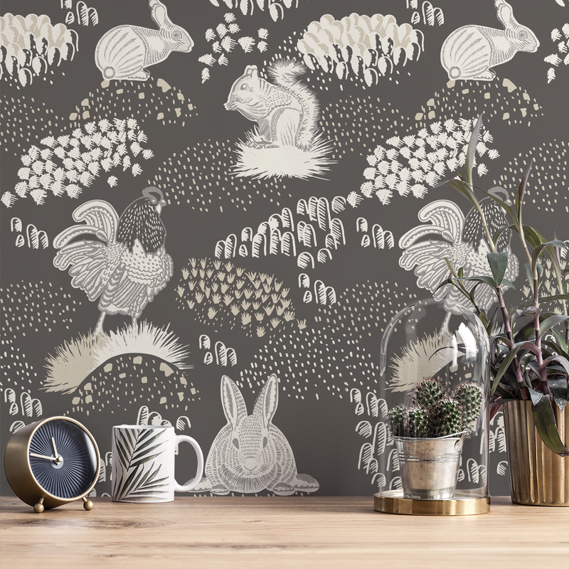 Foraging - Carbon <br> Elizabeth Salonen - Trendy Custom Wallpaper | Contemporary Wallpaper Designs | The Detroit Wallpaper Co.