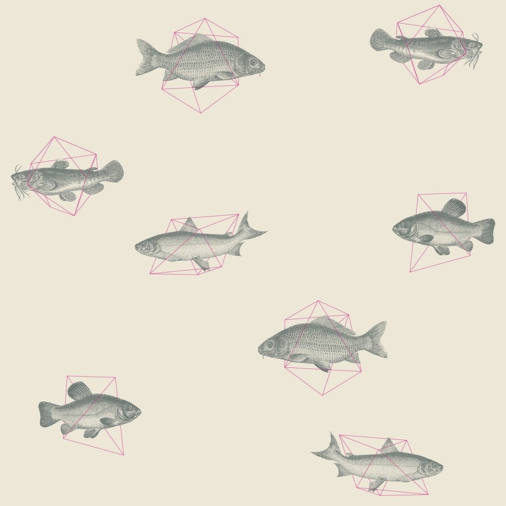 Geo Fish - Delta - Trendy Custom Wallpaper | Contemporary Wallpaper Designs | The Detroit Wallpaper Co.