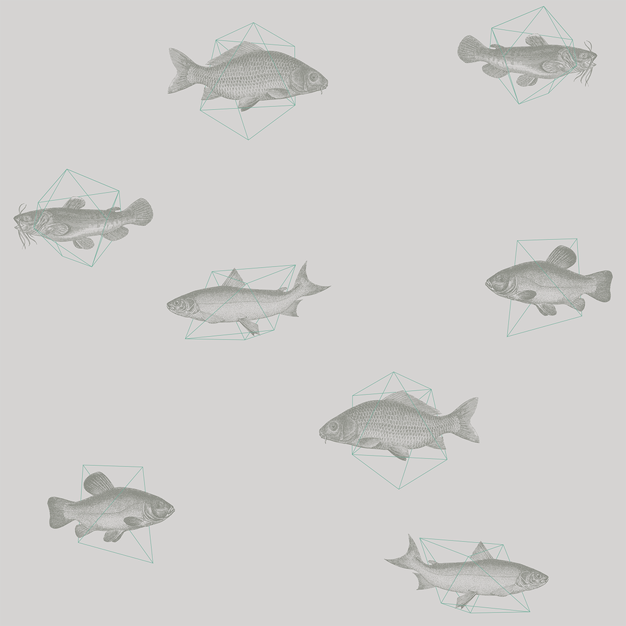 Geo Fish - Sediment - Trendy Custom Wallpaper | Contemporary Wallpaper Designs | The Detroit Wallpaper Co.