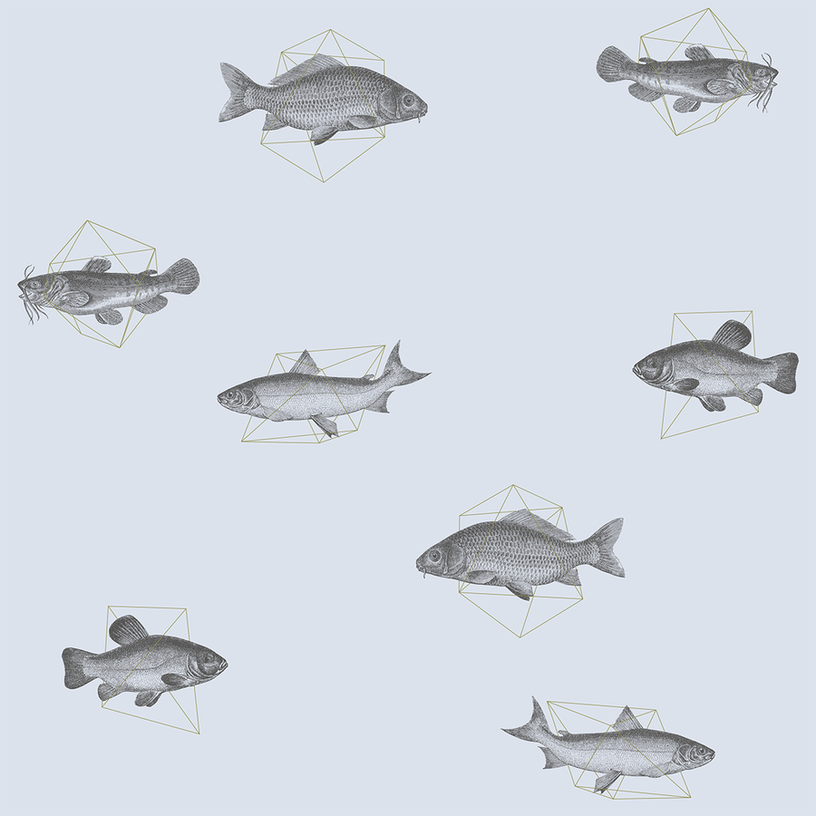 Geo Fish - Tidal - Trendy Custom Wallpaper | Contemporary Wallpaper Designs | The Detroit Wallpaper Co.