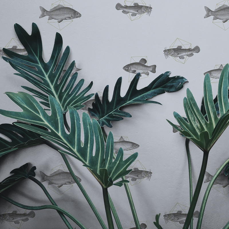 Geo Fish - Tidal - Trendy Custom Wallpaper | Contemporary Wallpaper Designs | The Detroit Wallpaper Co.