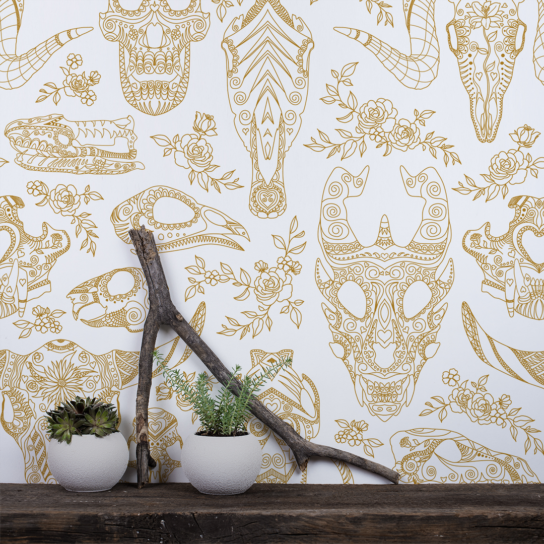 Inked - Golden - The Detroit Wallpaper Co.