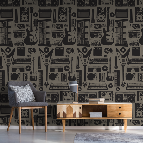 MusicWall - Garage - Trendy Custom Wallpaper | Contemporary Wallpaper Designs | The Detroit Wallpaper Co.