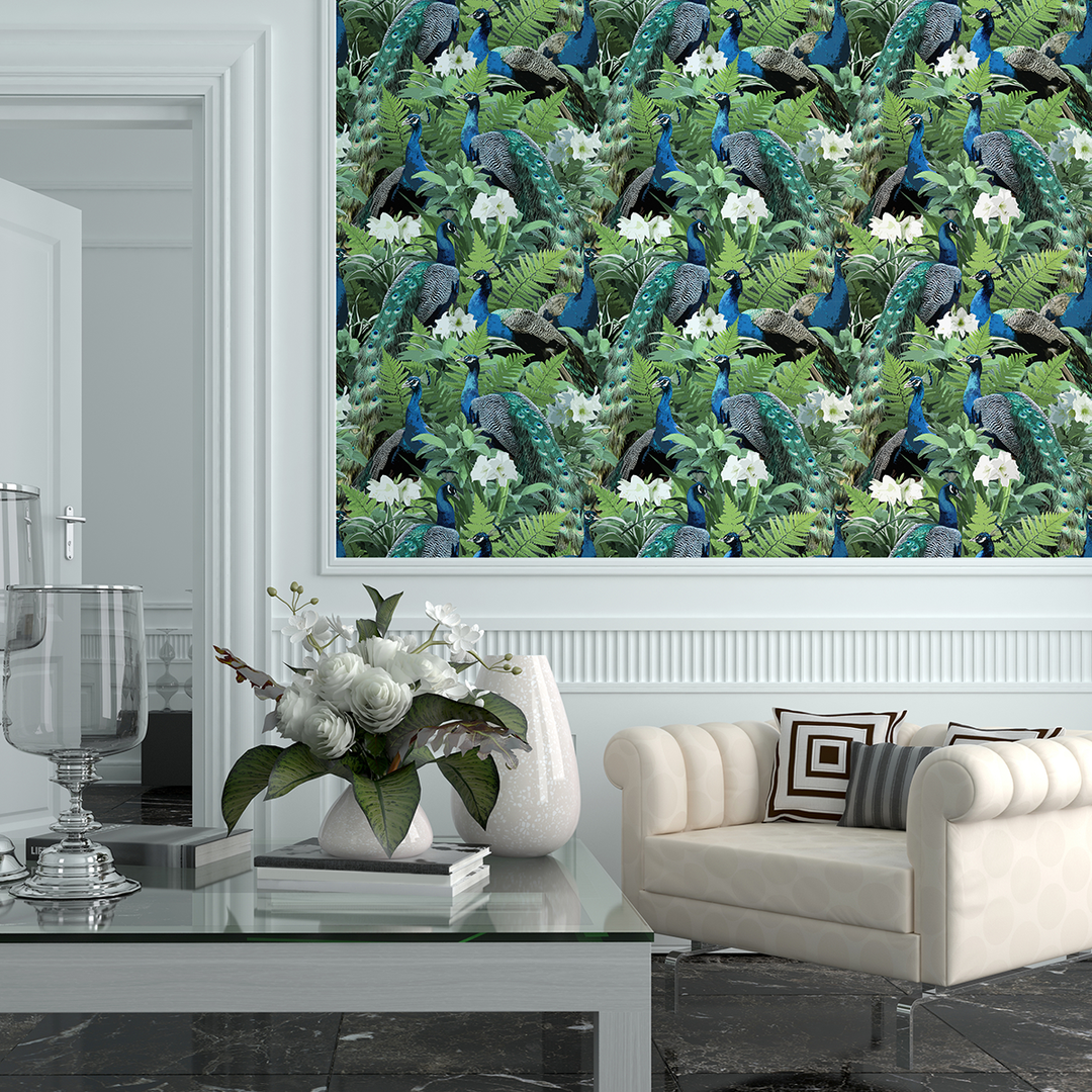 Peacock - India - Trendy Custom Wallpaper | Contemporary Wallpaper Designs | The Detroit Wallpaper Co.