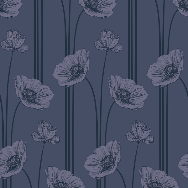 Poppy - Blues - Trendy Custom Wallpaper | Contemporary Wallpaper Designs | The Detroit Wallpaper Co.