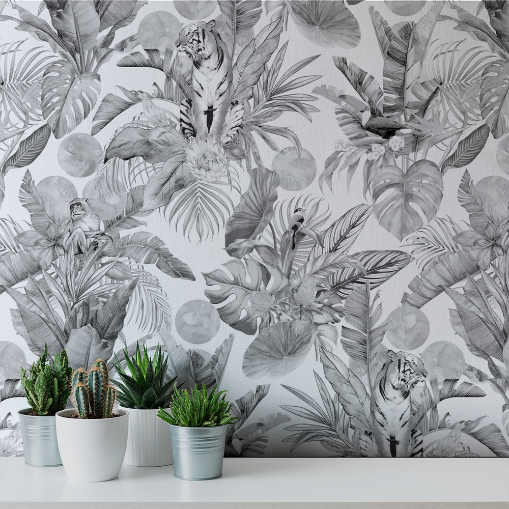 Stalk - Charcoal - Trendy Custom Wallpaper | Contemporary Wallpaper Designs | The Detroit Wallpaper Co.