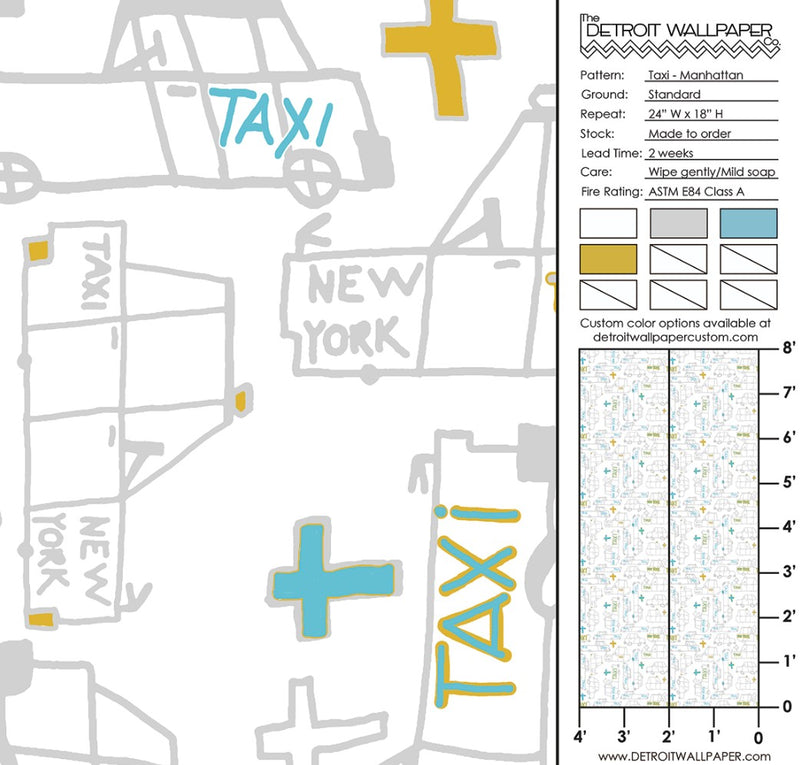 Taxi - Manhattan <br> Heidelberg Project - Trendy Custom Wallpaper | Contemporary Wallpaper Designs | The Detroit Wallpaper Co.