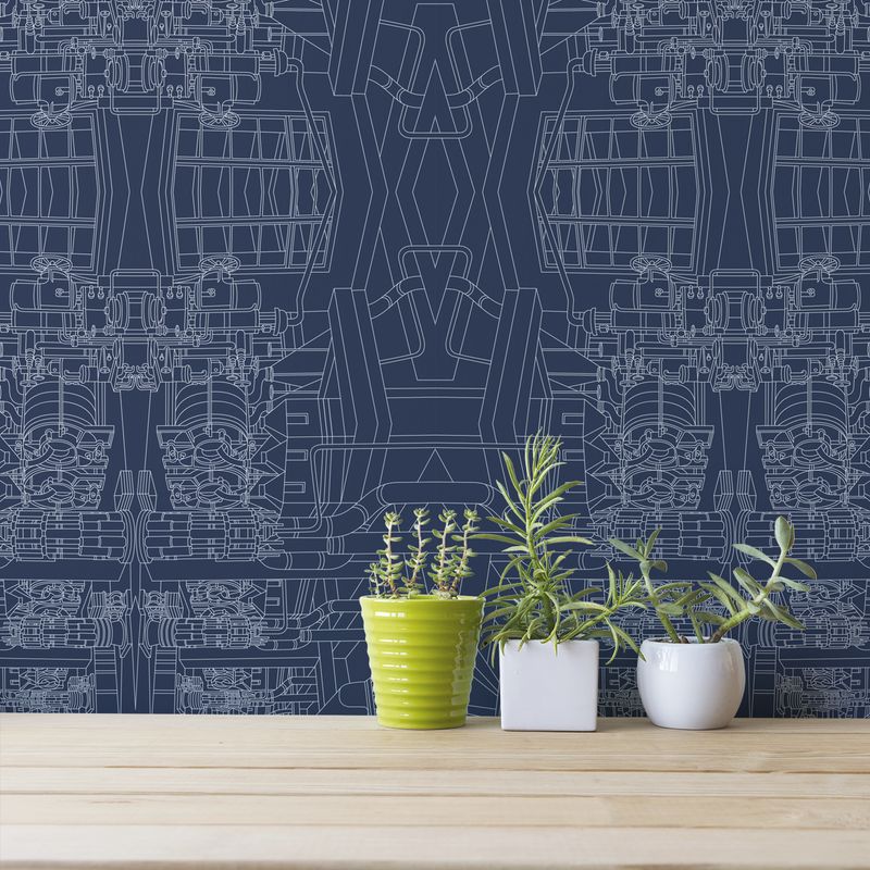 The Line - Blueprint - Trendy Custom Wallpaper | Contemporary Wallpaper Designs | The Detroit Wallpaper Co.
