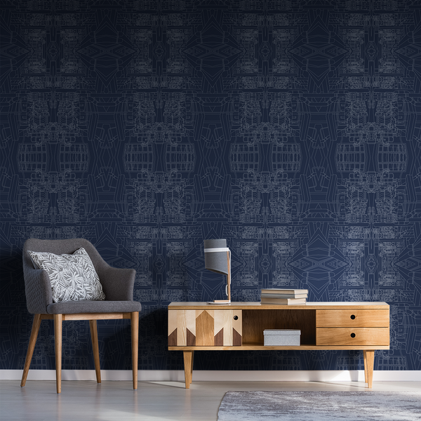 The Line - Blueprint - Trendy Custom Wallpaper | Contemporary Wallpaper Designs | The Detroit Wallpaper Co.