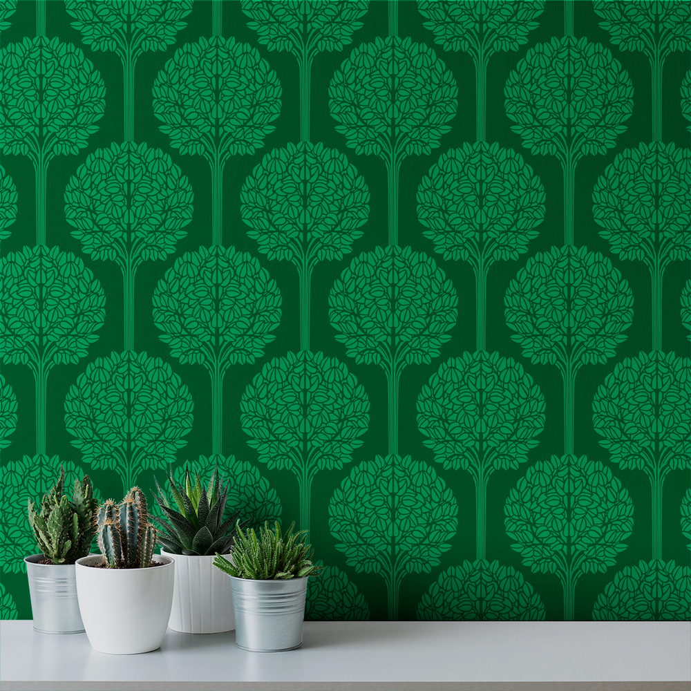 Topiary - Emerald - Trendy Custom Wallpaper | Contemporary Wallpaper Designs | The Detroit Wallpaper Co.