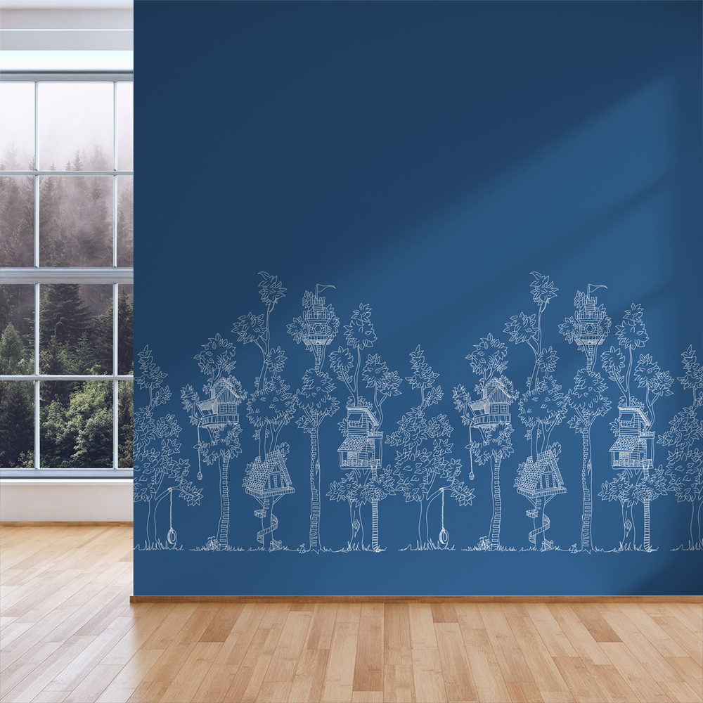 Tree House - Blueprint - Trendy Custom Wallpaper | Contemporary Wallpaper Designs | The Detroit Wallpaper Co.