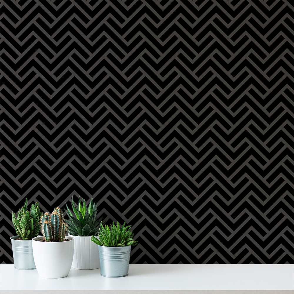 Turnkey Chevron - Dark - Trendy Custom Wallpaper | Contemporary Wallpaper Designs | The Detroit Wallpaper Co.