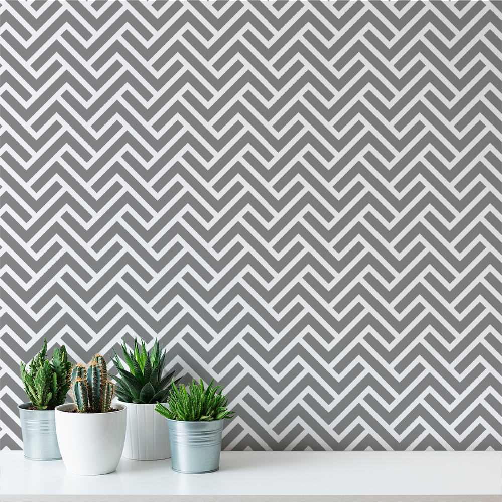 Turnkey Chevron - Iron - Trendy Custom Wallpaper | Contemporary Wallpaper Designs | The Detroit Wallpaper Co.